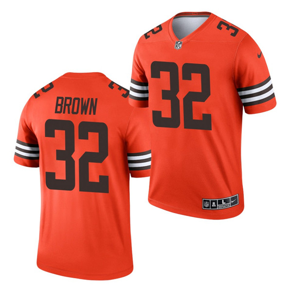 Men's Cleveland Browns #32 Jim Brown Orange Inverted Legend Jersey